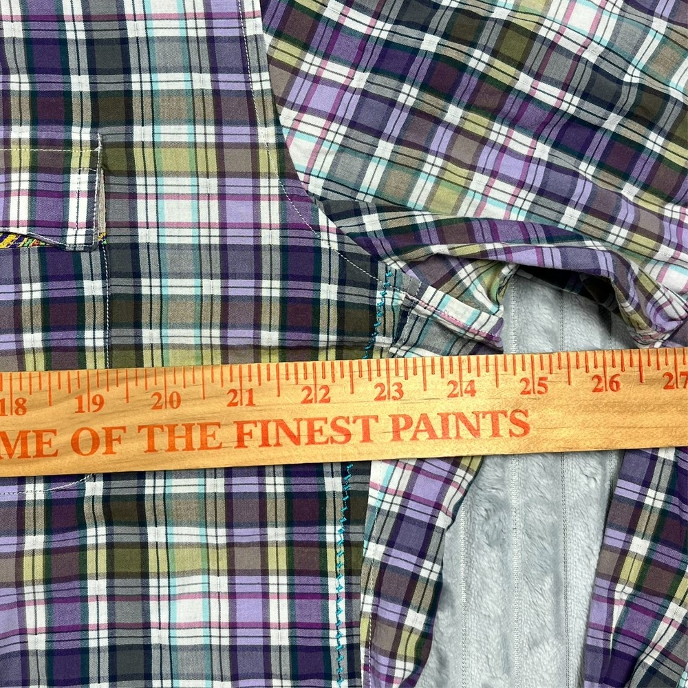 Robert Graham Freshly Laundered Button Up Shirt Men's L Purple Green Plaid Roll - Picture 12 of 13